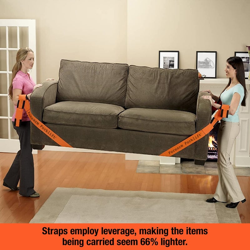 Forearm Forklift Furniture Moving Straps - 2-Person Lifting Strap for Moving Furniture, Appliances, Heavy Duty Carrying for Heavy Objects up to 800 lbs, Forearm Forklift, Orange - Image 3